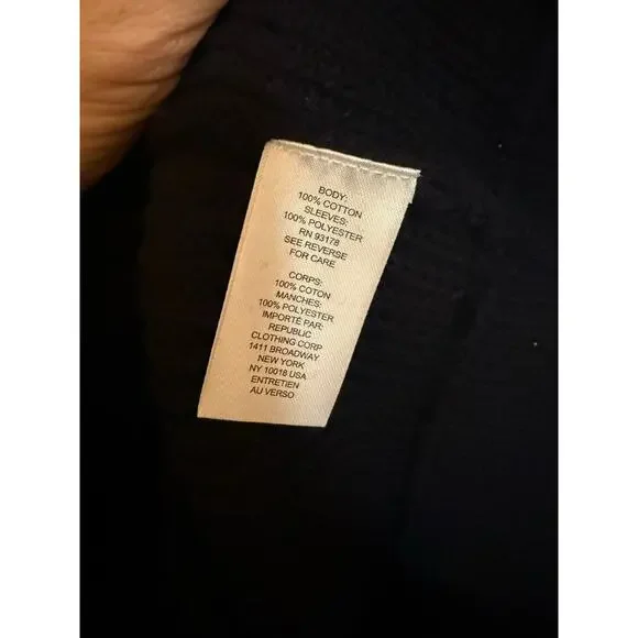 Industry Navy Knit Sweater with Embroidered Lace Puff Sleeves – Size L - Picture 4 of 5